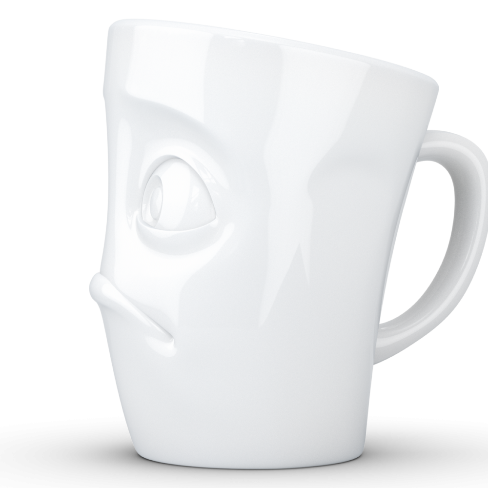 FiftyEight Henkelbecher Mug Verdutzt weiss